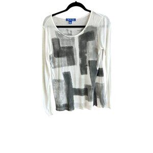 Blue Ice Italian Black Gray Geometric Lightweight Pullover Sweater size M/L